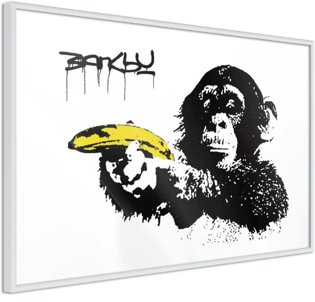 Juliste Artgeist Banksy: Monkey with Banana, kehyskartongilla, kehyksillä, eri kokoja