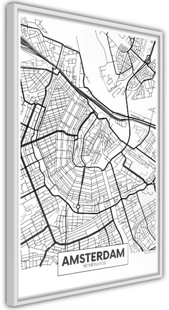 Juliste Artgeist Map of Amsterdam, kehyskartongilla, kehyksillä, eri kokoja