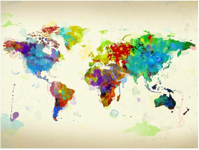 Kuvatapetti Artgeist Paint splashes map of the World eri kokoja