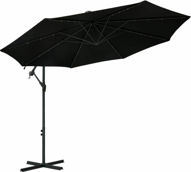 Aurinkovarjo led-valoilla ja teräspylväällä 300 cm musta_1