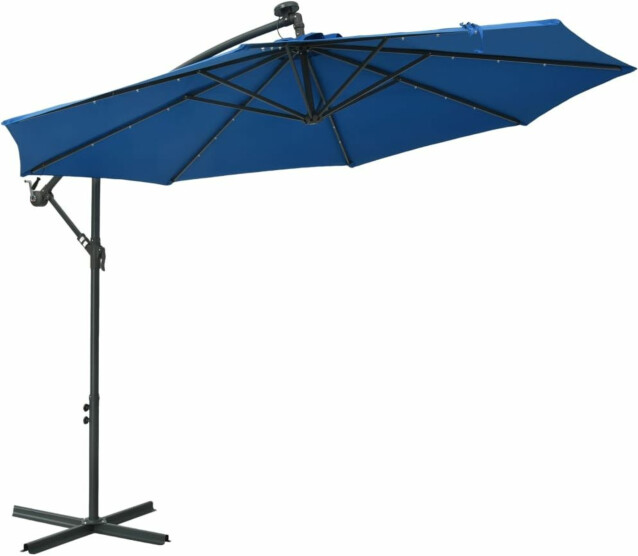 Aurinkovarjo led-valoilla ja teräspylväällä 300 cm sininen_1