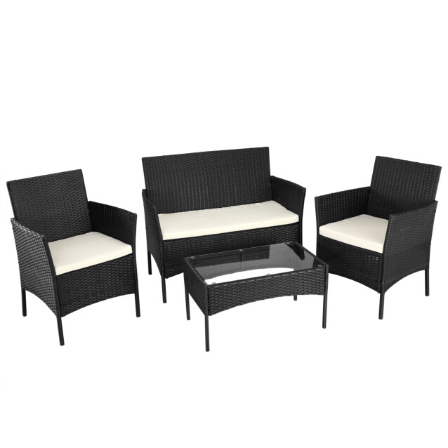 Oleskeluryhmä AB Polar Palma, 2-istuttava sohva + 2 nojatuolia + pöytä, musta 