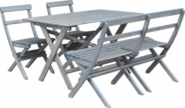 Ruokailuryhmä Baltic Garden Knohult 125cm pöytä + 2 tuolia + sohva harmaa