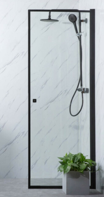 Suihkuovi Bathlife Profil 900, S/P, kirkas lasi, musta