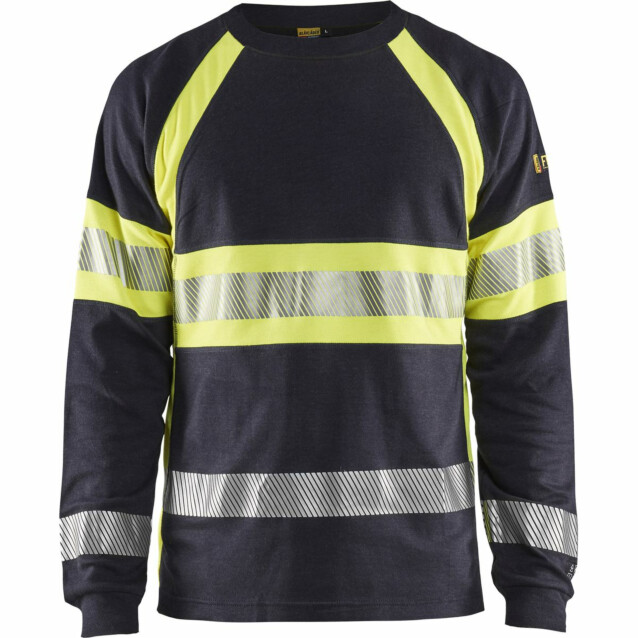 Palosuojattu pitkähihainen t-paita Blåkläder 3484 mariininsininen/huomiokeltainen