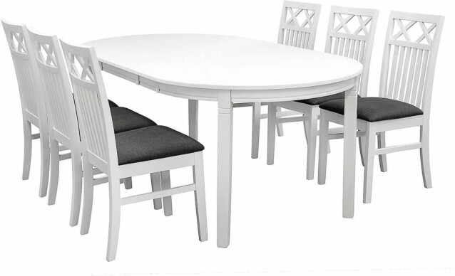 Ruokailuryhmä Arja pöytä ja Thomas tuolit valkoinen