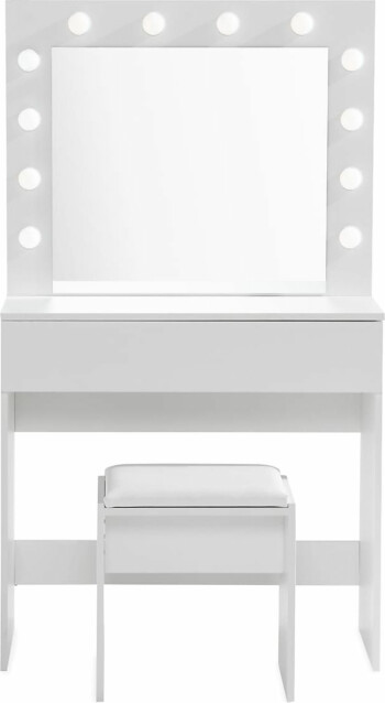 Meikkipöytä Hakebo 80cm LED-valaistus valkoinen