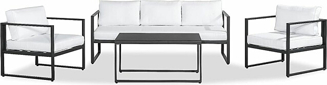 Sohvaryhmä Silvia 3-istuttava sohva + 2 tuolia + pöytä musta/valkoinen
