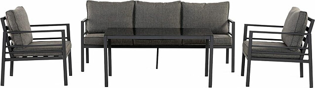 Sohvaryhmä Ariany 3-istuttava sohva + 2 tuolia + pöytä musta/harmaa