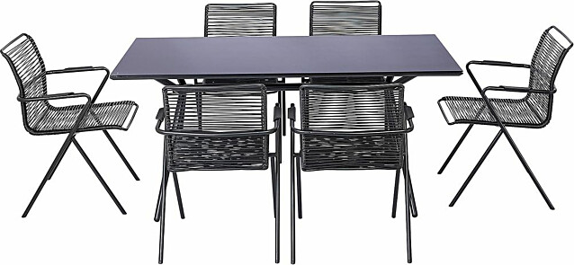 Ruokailuryhmä Rosasco 160cm pöytä + 6 tuolia musta