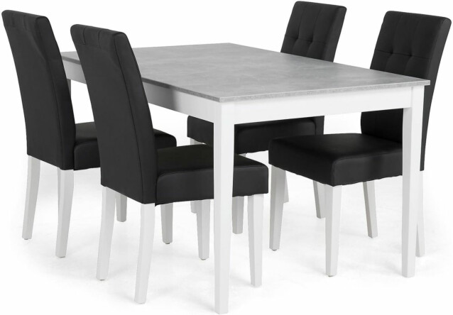 Ruokailuryhmä Scandinavian Choice Romeo 140cm 4 Viktor tuolia valkoinen/musta