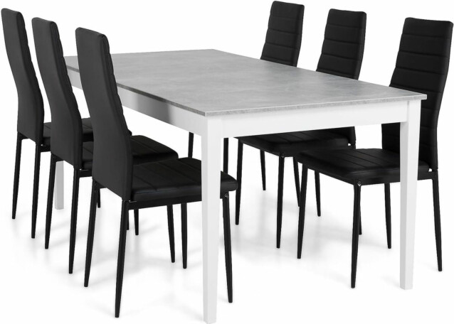 Ruokailuryhmä Scandinavian Choice Romeo 180cm 6 Ted tuolia valkoinen/musta
