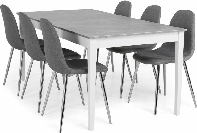 Ruokailuryhmä Scandinavian Choice Romeo 180cm 6 Nibe tuolia harmaa/valkoinen/musta
