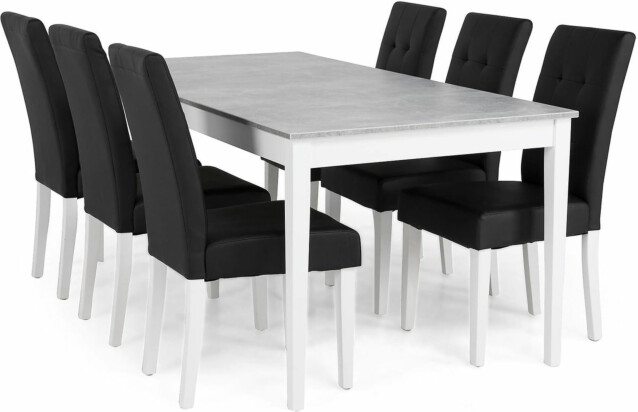 Ruokailuryhmä Scandinavian Choice Romeo 180cm 6 Viktor tuolia valkoinen/musta