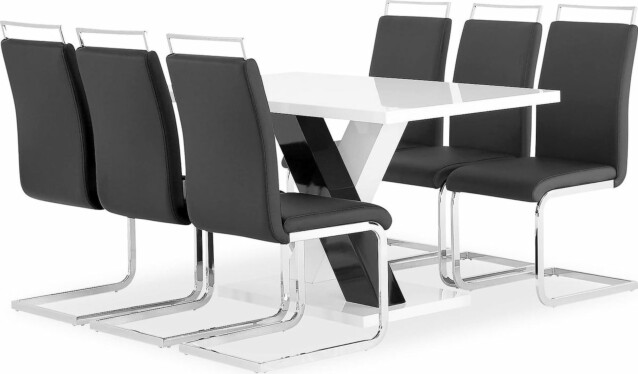 Ruokailuryhmä Scandinavian Choice Cesi 140cm 140 6 Isoda tuolia valkoinen/musta