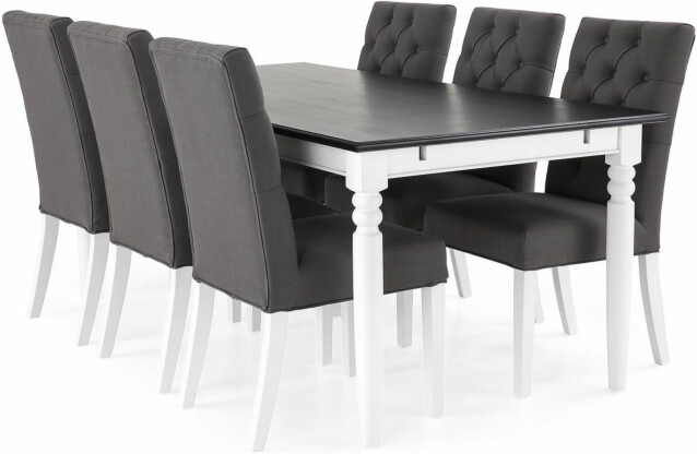 Ruokailuryhmä Scandinavian Choice Hampton 190cm 6 Jenny tuolilla harmaa/valkoinen/musta