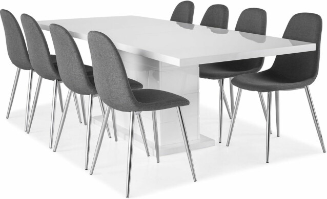 Jatkettava ruokailuryhmä Scandinavian Choice Ratliff 200x40cm 8 Nibe tuolia valkoinen