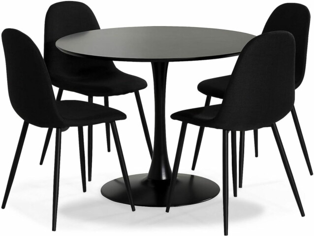 Ruokailuryhmä Scandinavian Choice Caitly 100cm pyöreä 4 Nibe tuolia musta