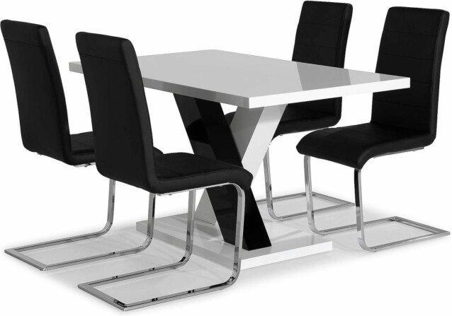 Ruokailuryhmä Scandinavian Choice Cesi 140cm 4 Cibus tuolia valkoinen/musta