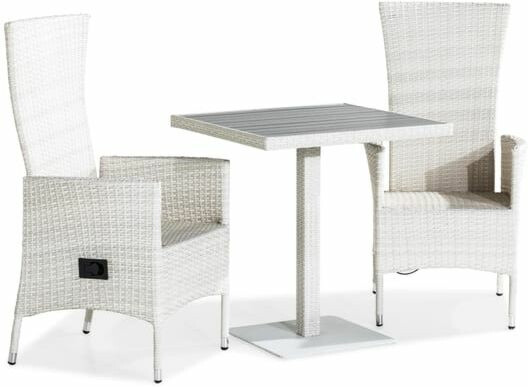 Parvekeryhmä Bahamas 70x70cm, 2 Jenny-tuolia, valkoinen/harmaa