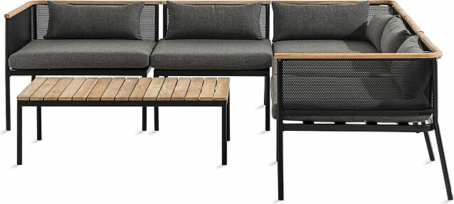 Oleskeluryhmä Safira 4-istuttava sohva + pöytä tiikki/harmaa