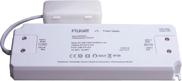 LED-vakiojännitelähde FTLight 75W 12V IP20
