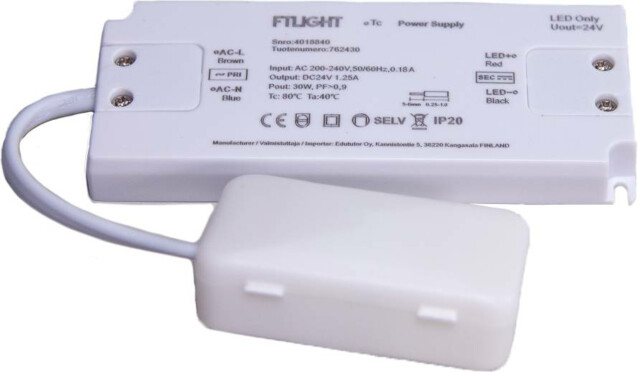 LED-vakiojännitelähde FTLight 30W 24V IP20