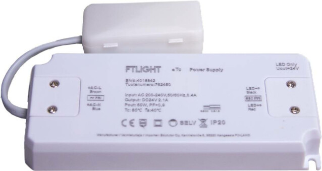 LED-vakiojännitelähde FTLight 50W 24V IP20