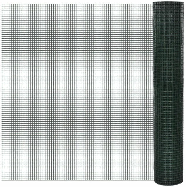 Kanaverkko 25x25mm, galvanoitu teräs, PVC pinnoitteella, 10x1m, vihreä
