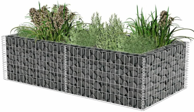 Kivikori/kukkalaatikkokehys, galvanoitu teräs, 180x90x50cm