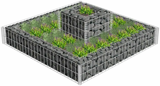 Kivikori/kukkalaatikkokehys, galvanoitu teräs, 120x120x20cm