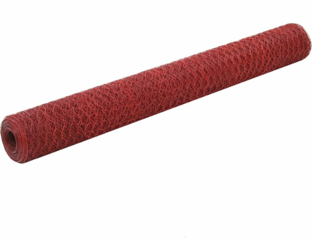 Kanaverkko teräs PVC pinnoitteella, silmäkoko 13mm, 25x1.2m, punainen