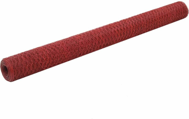 Kanaverkko teräs PVC pinnoitteella, silmäkoko 13mm, 25x1.5m, punainen