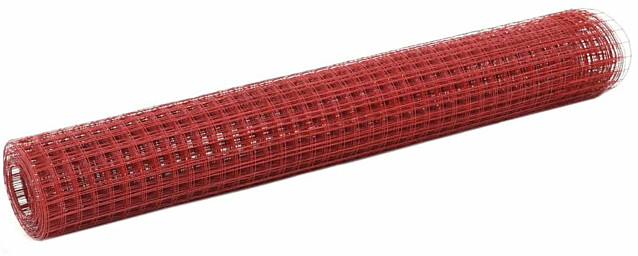 Kanaverkko 12x12mm, teräs, PVC pinnoitteella, 10x1m, punainen