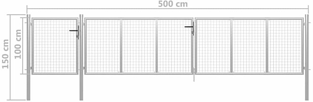 Puutarhaportti, teräs, 500x100cm, hopea