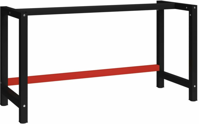 Työpöydän runko metalli, 150x57x79 cm, musta ja punainen