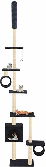 Kissan kiipeilypuu, sisal-pylväillä, 260cm, tummansininen