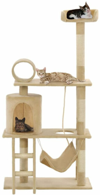 Kissan raapimispuu, sisal-pylväillä, 70x35x140cm, beige