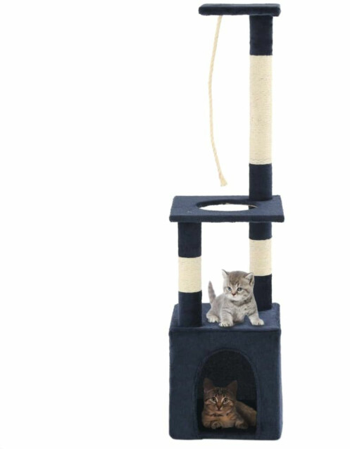 Kissan kiipeilypuu, sisal-pylväillä, 30x30x109cm, tummansininen
