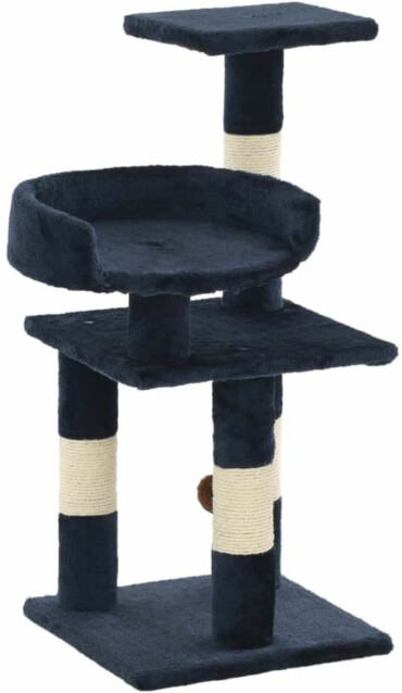 Kissan kiipeilypuu, sisal-pylväillä, 30x30x65cm, tummansininen
