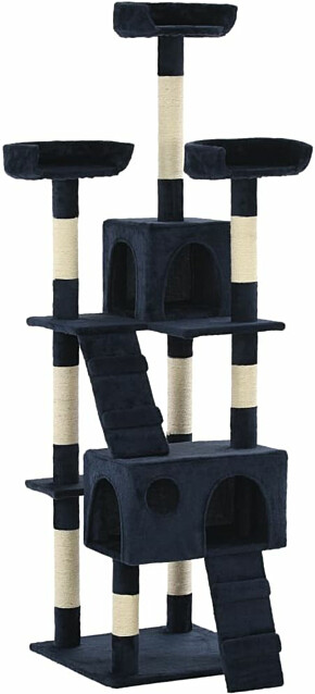 Kissan raapimispuu, sisal-pylväillä, 50x50x170cm, tummansininen