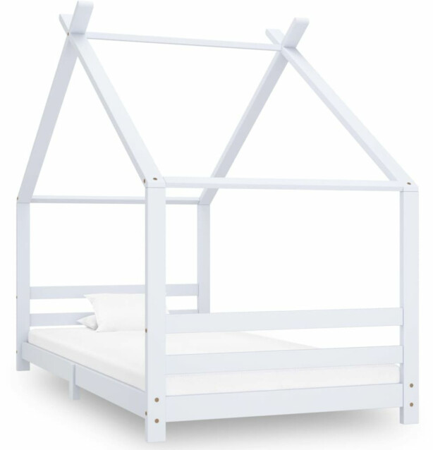 Lasten sängynrunko, valkoinen täysmänty, 90x200 cm