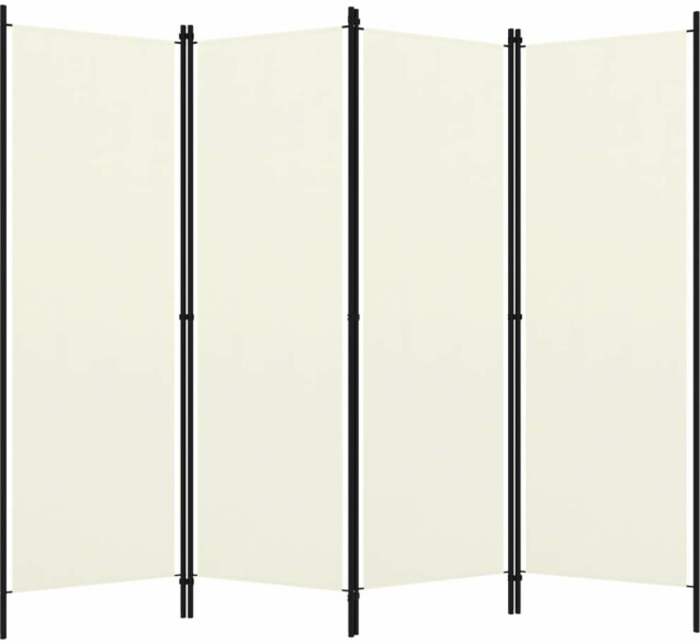 4-paneelinen tilanjakaja, kermanvalkoinen, 200x180 cm