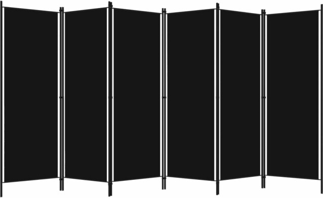 6-paneelinen tilanjakaja, musta, 300x180 cm