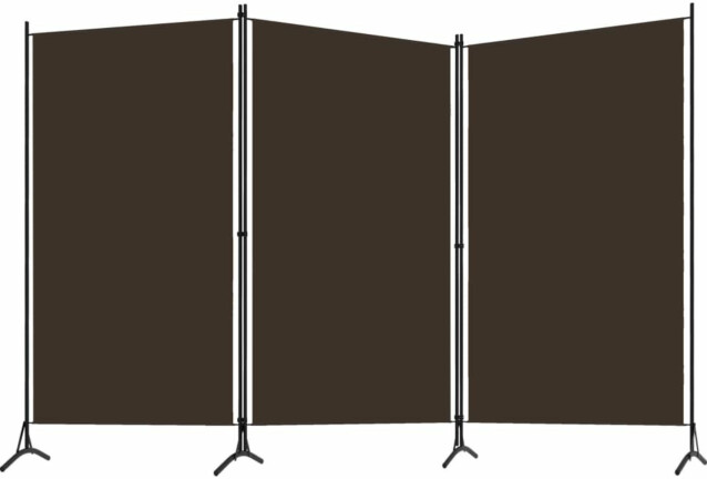 3-paneelinen tilanjakaja, ruskea, 260x180 cm
