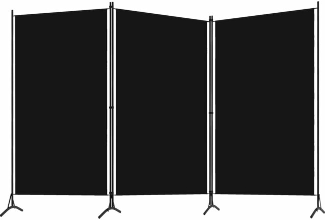 3-paneelinen tilanjakaja, musta, 260x180 cm