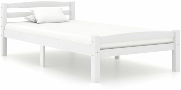 Sängynrunko, täysi mänty, valkoinen, 100x200 cm