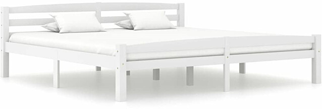 Sängynrunko, täysi mänty, valkoinen, 180x200 cm