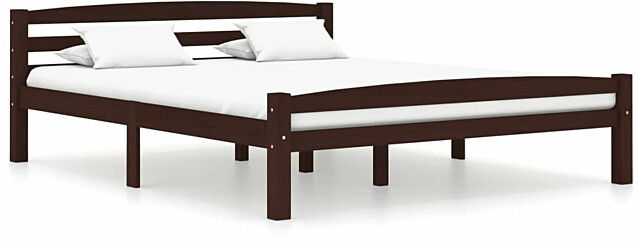 Sängynrunko, tummanruskea, täysi mänty, 160x200 cm