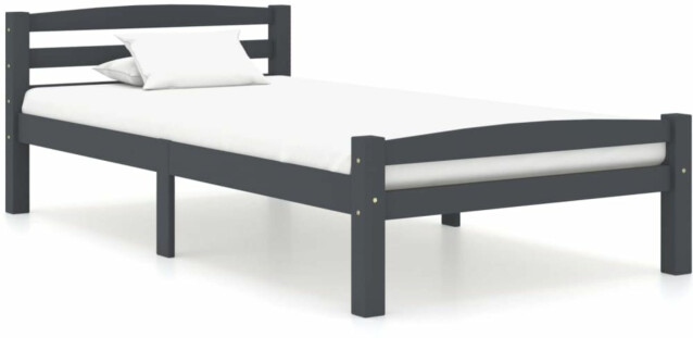 Sängynrunko, tummanharmaa, täysi mänty,90x200 cm